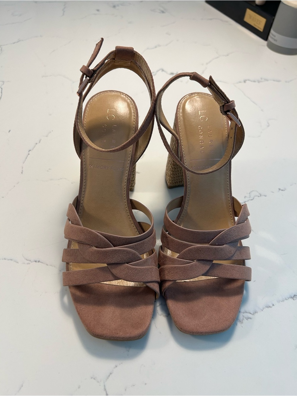 LC Lauren Conrad Dusty Rose Strappy Block Heel Sandals